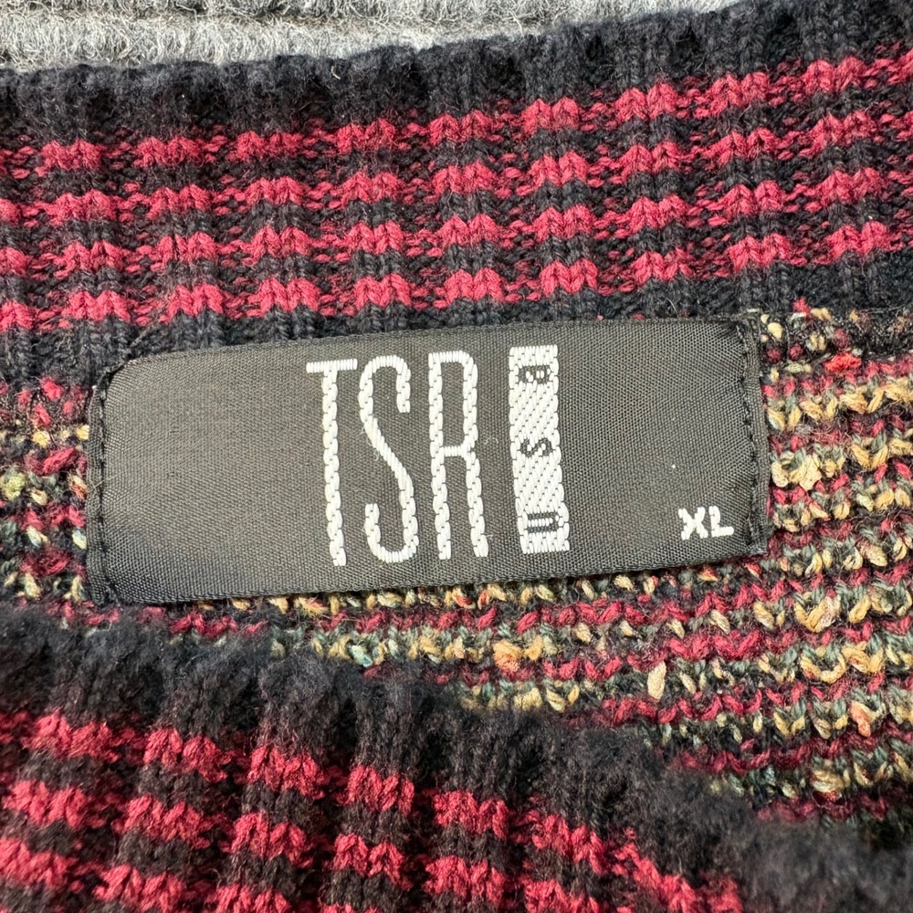 Vintage TSR USA Mens XL Geometric Square Knit Sweater Multi-Color Crewneck 90s - Picture 2 of 6